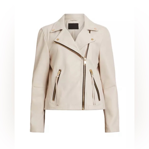 All Saints Dalby Leather Biker Jacket - Picture 2 of 14